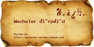 Wechsler Árpád névjegykártya